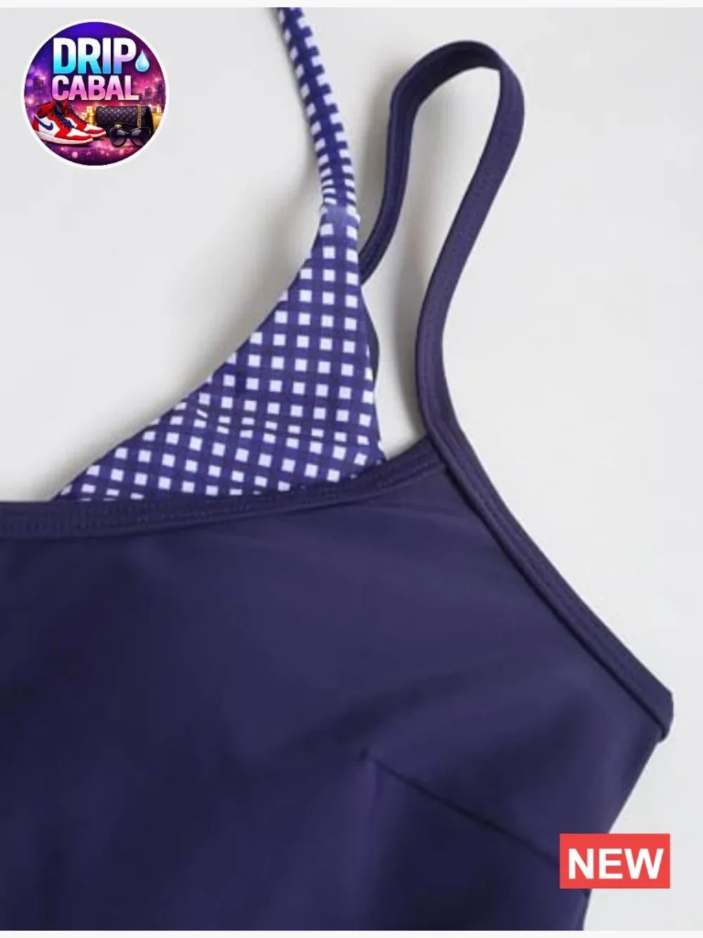 Double Layer Tankini Set Halter Color Block Tummy Control Two Piece Bathing Suit
